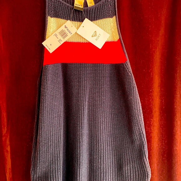 Blue with red and white stripe Spaghetti strap knit top - great for the 4th! - Picture 2 of 4